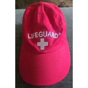 Lifeguard Official Red Adjustable Hat Baseball Cap Beach Embroidered One Size